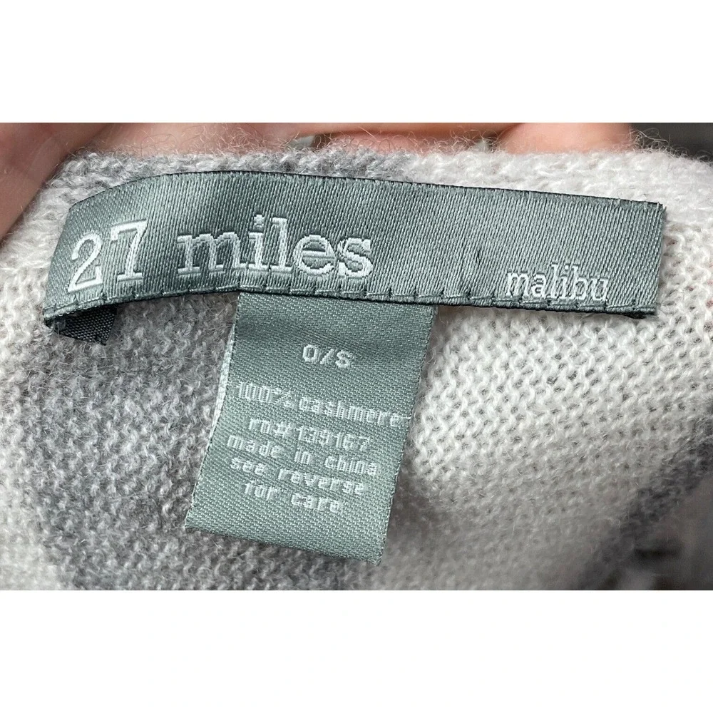 27 Miles Scarf Shawl Women One‎ Size Wrap Poncho Button Gray Cream 100% Cashmere